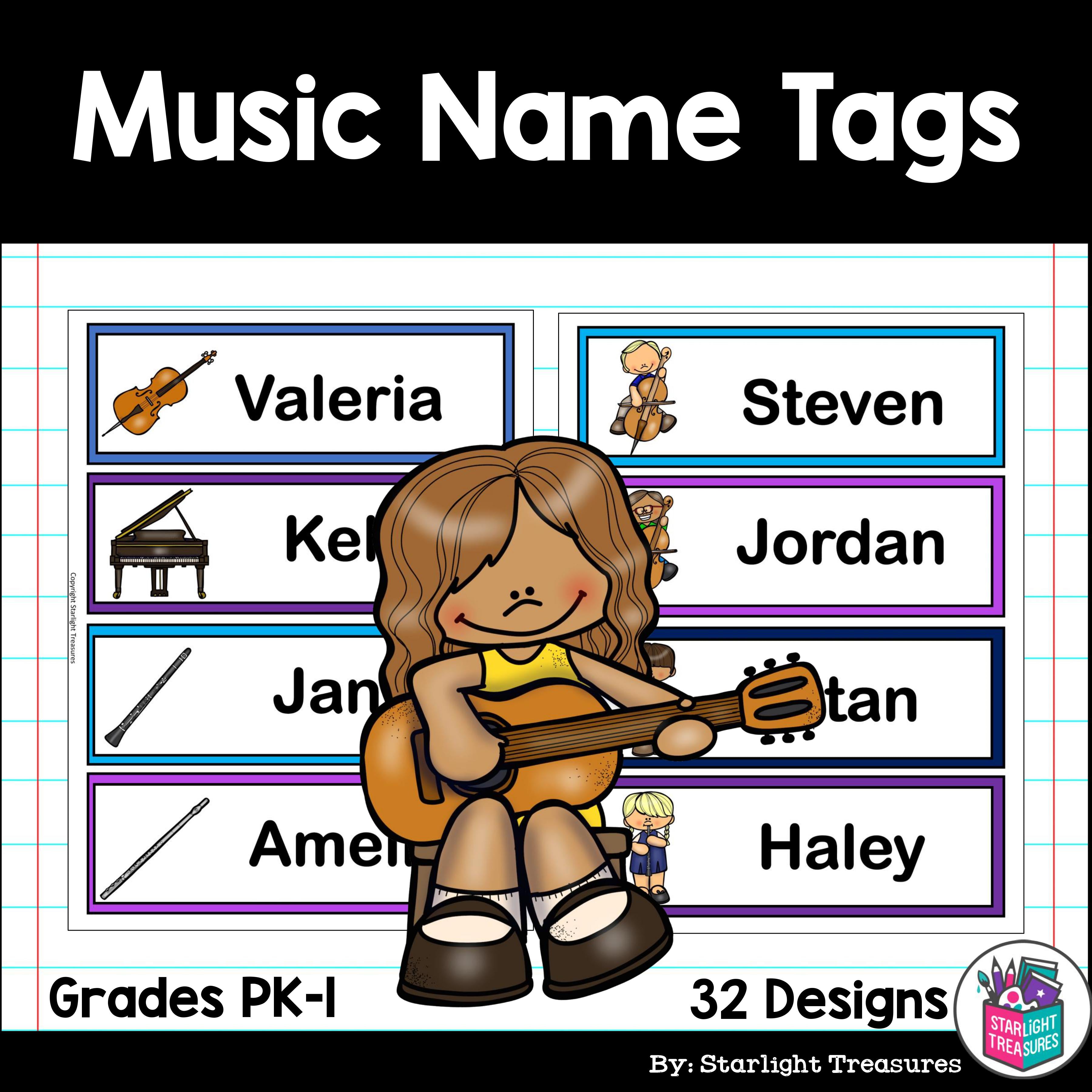 Music Name Tags - Editable
