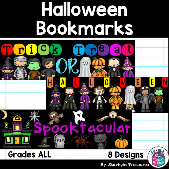 Halloween Cut n' Color Bookmarks