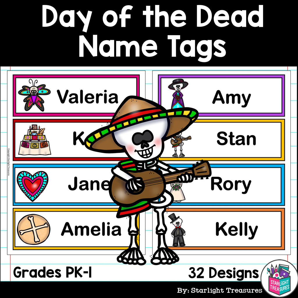 Day of the Dead Name Tags - Editable