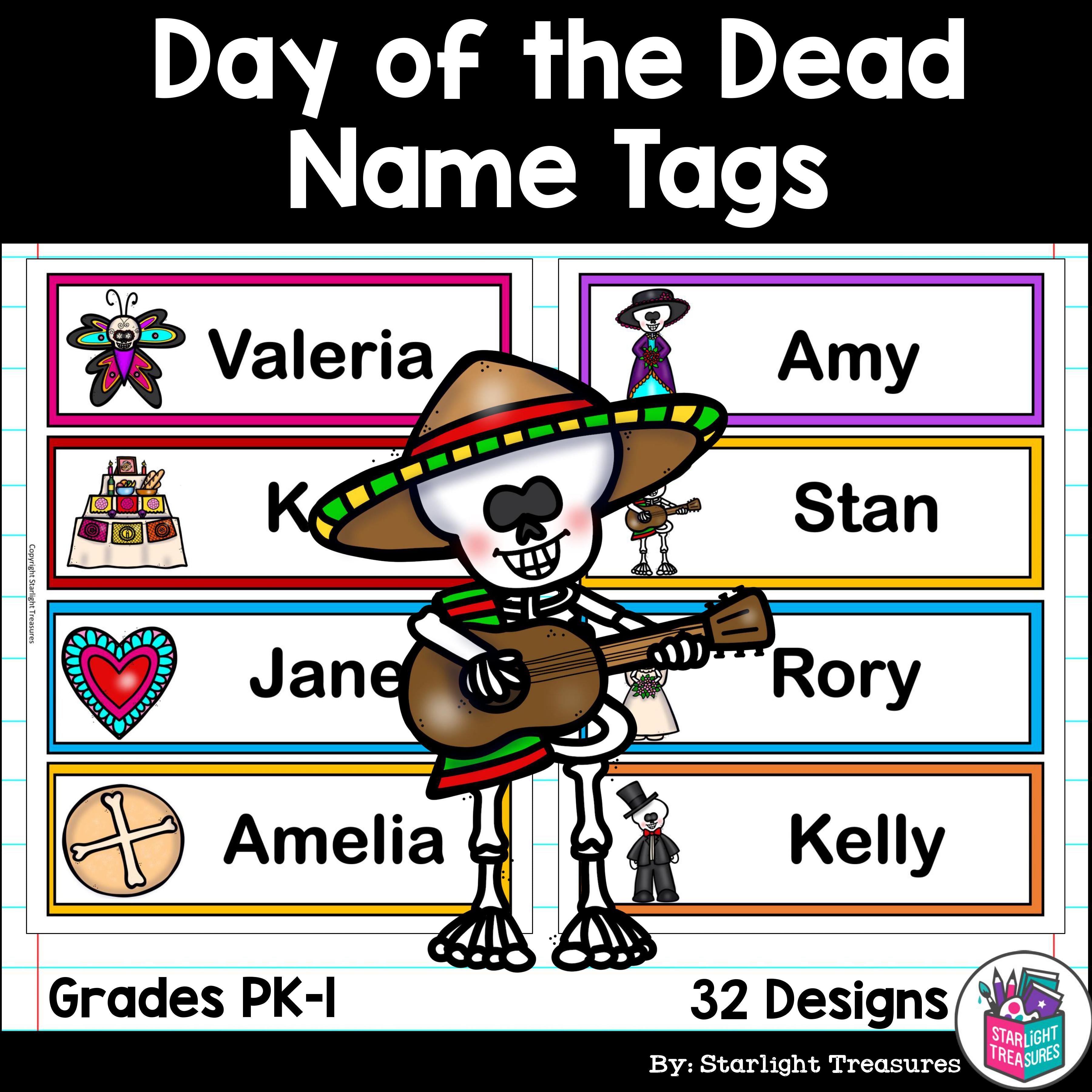 Day of the Dead Name Tags - Editable