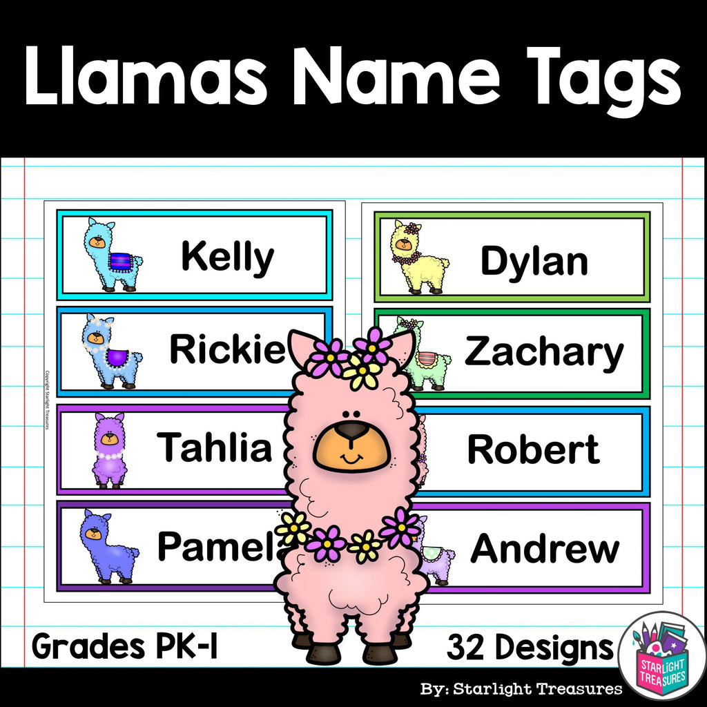 Llamas Name Tags - Editable