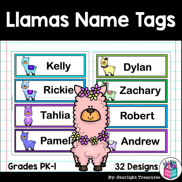 Llamas Name Tags - Editable