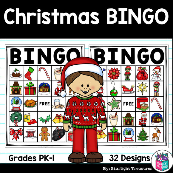 Christmas Bingo Cards for Early Readers - Christmas Winter Bingo FREEBIE