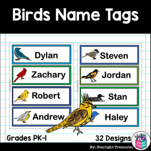 Birds Name Tags - Editable