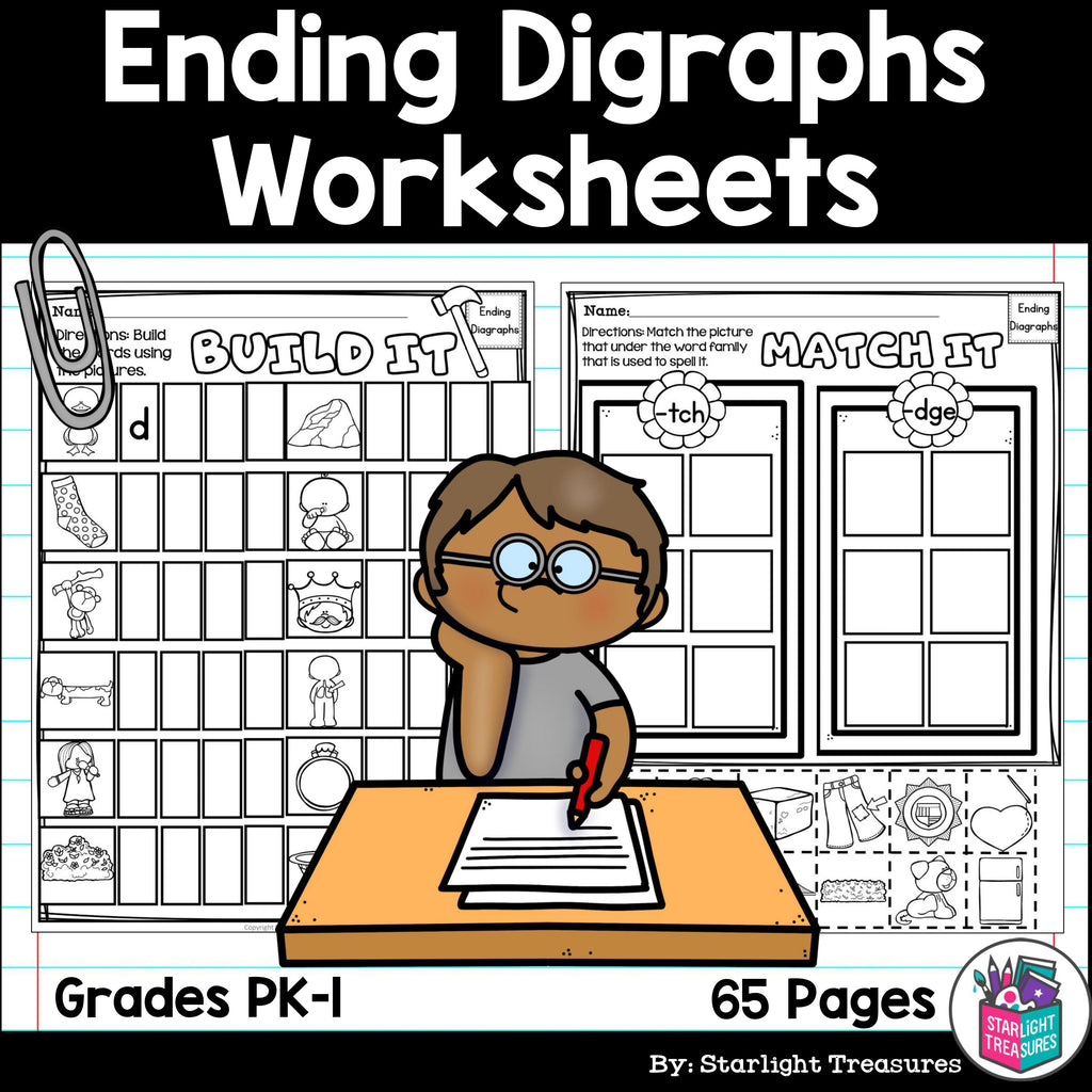 Ending Digraphs Worksheets and Activities for Early Readers