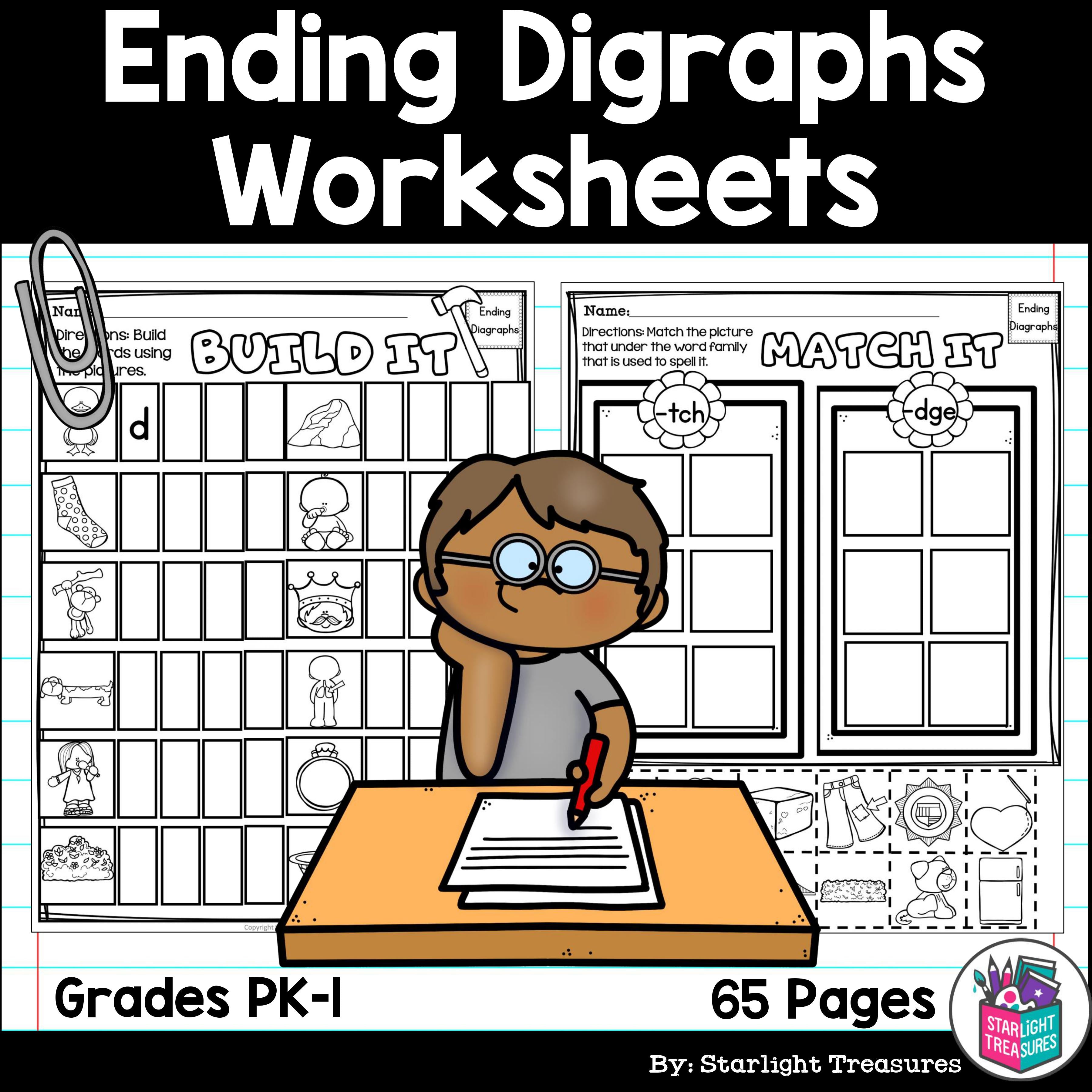 Ending Digraphs Worksheets and Activities for Early Readers