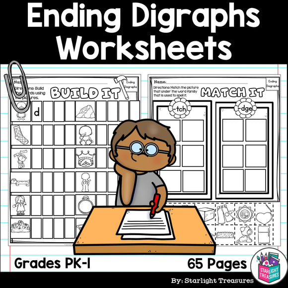 Ending Digraphs Worksheets and Activities for Early Readers