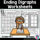 Ending Digraphs Worksheets and Activities for Early Readers