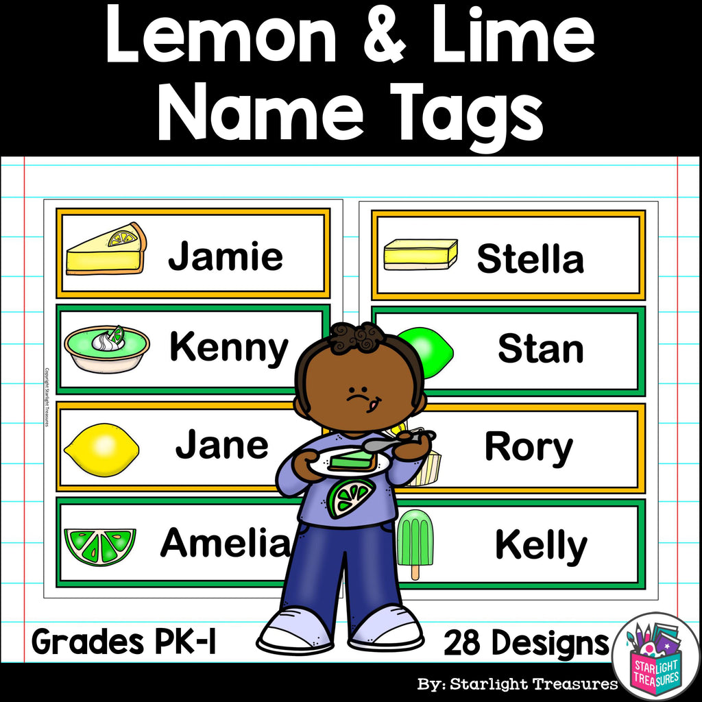 Lemon & Lime Name Tags - Editable