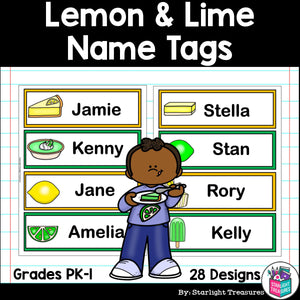 Lemon & Lime Name Tags - Editable