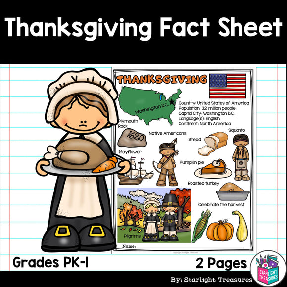 Thanksgiving Fact Sheet for Early Readers