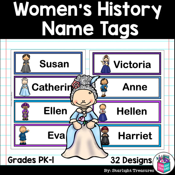Women's History Month Name Tags - Editable