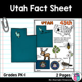 Utah Fact Sheet for Early Readers - A State Study