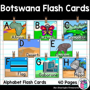 Alphabet Flash Cards for Early Readers - Country of Botswana