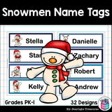 Snowmen Name Tags - Editable