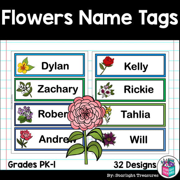 Flowers Name Tags - Editable