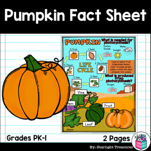 Pumpkin Fact Sheet for Early Readers - FREEBIE