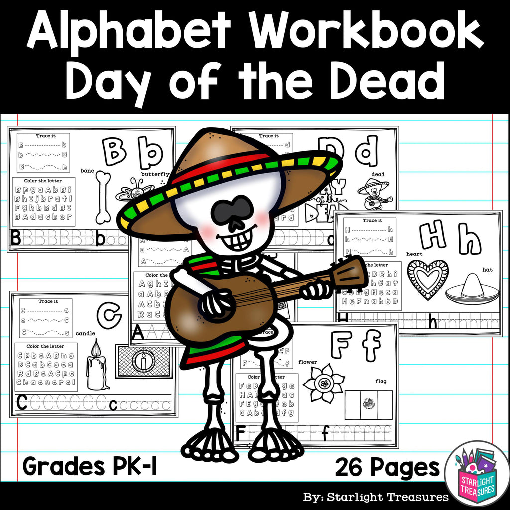 Alphabet Workbook: Worksheets A-Z Day of the Dead