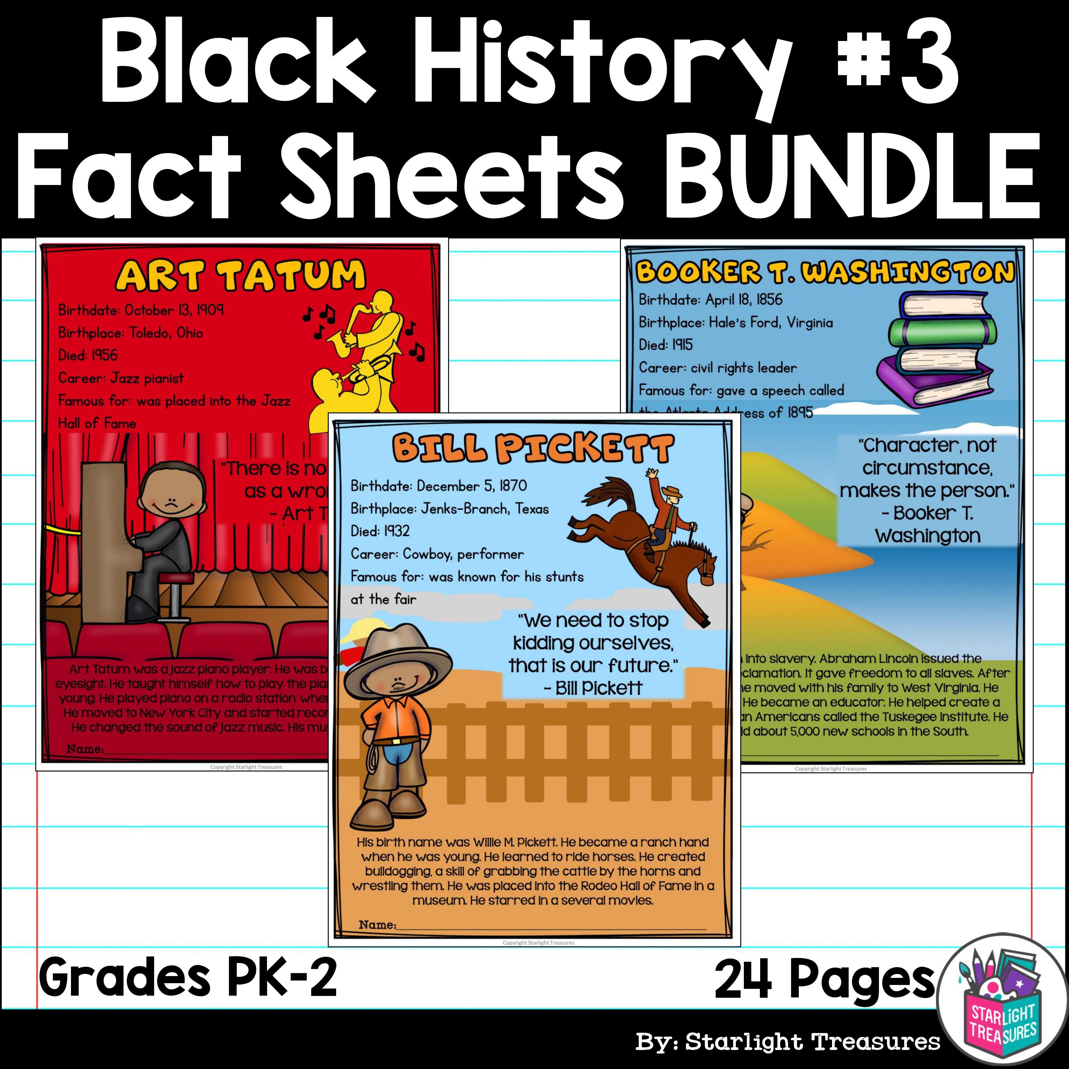 Black History Month Fact Sheets for Early Readers #3