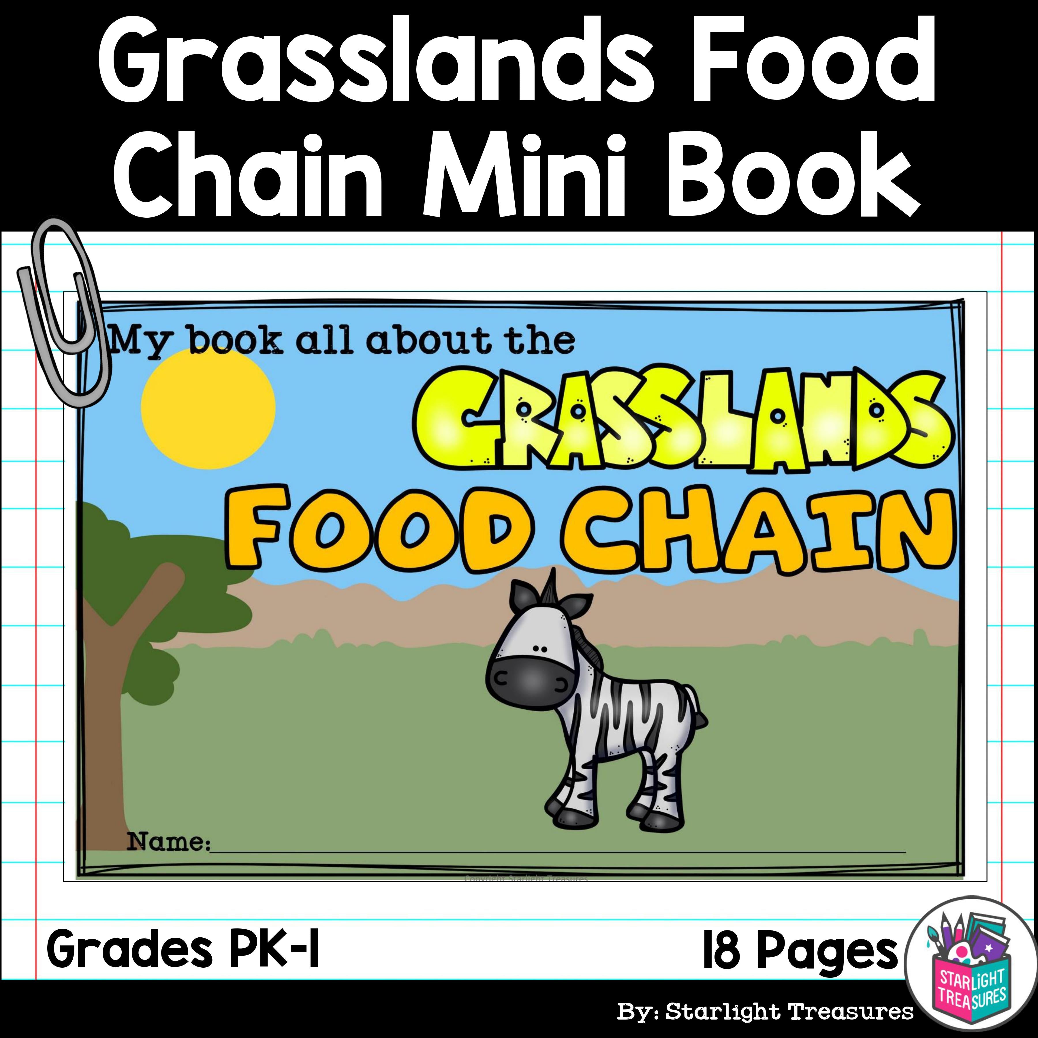 Grasslands Food Chain Mini Book for Early Readers - Food Chains