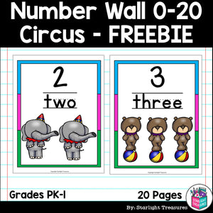 Number Wall - Circus FREEBIE: 0-20