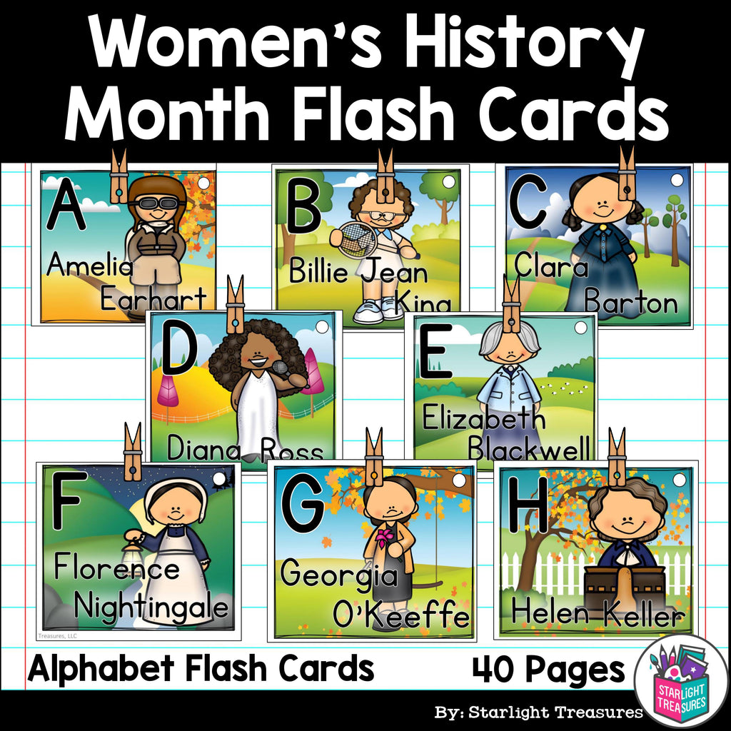 Alphabet Flash Cards for Early Readers - Women's History Month