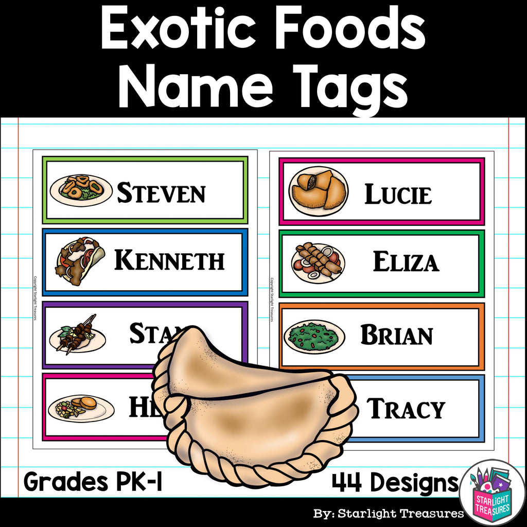 Exotic Foods Name Tags - Editable