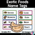 Exotic Foods Name Tags - Editable
