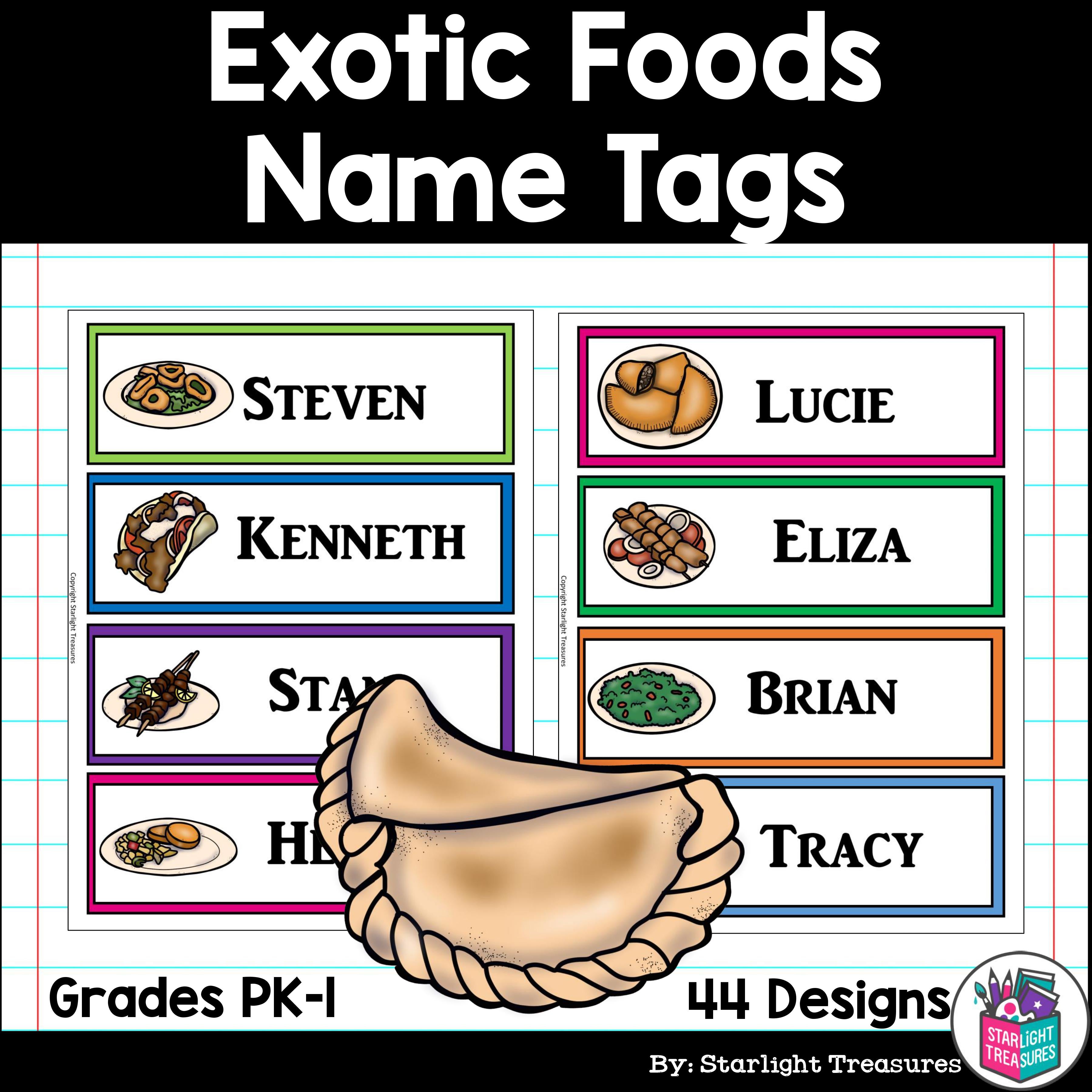 Exotic Foods Name Tags - Editable