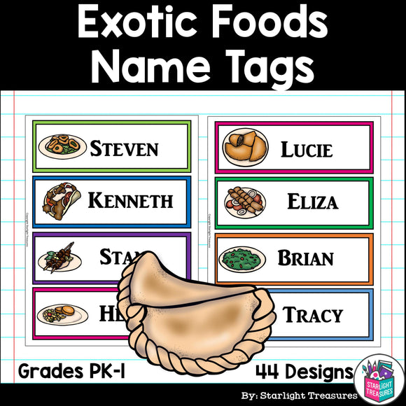Exotic Foods Name Tags - Editable