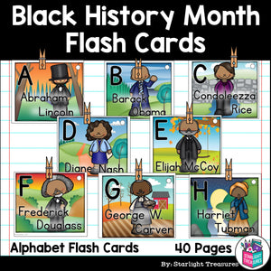 Alphabet Flash Cards for Early Readers - Black History Month
