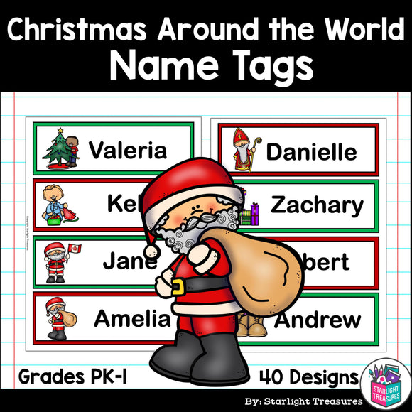 Christmas Around the World Name Tags - Editable