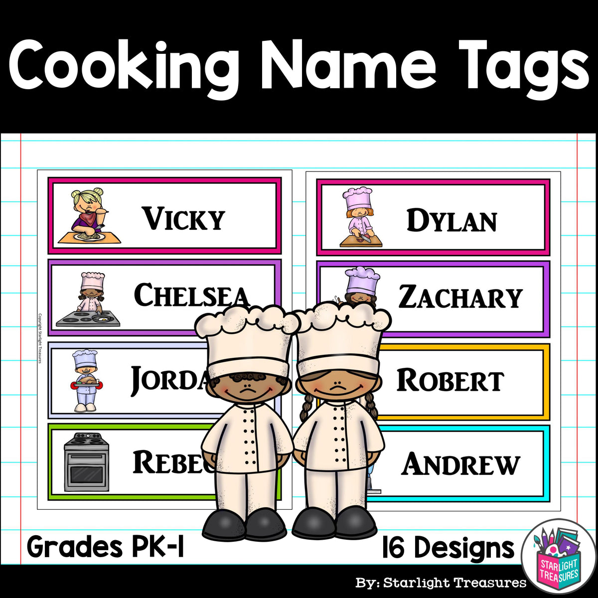 Cooking Cap Tags Cooking Desk Name Tags - Editable – Starlight Treasures LLC