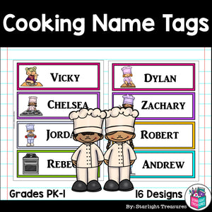 Cooking Name Tags - Editable