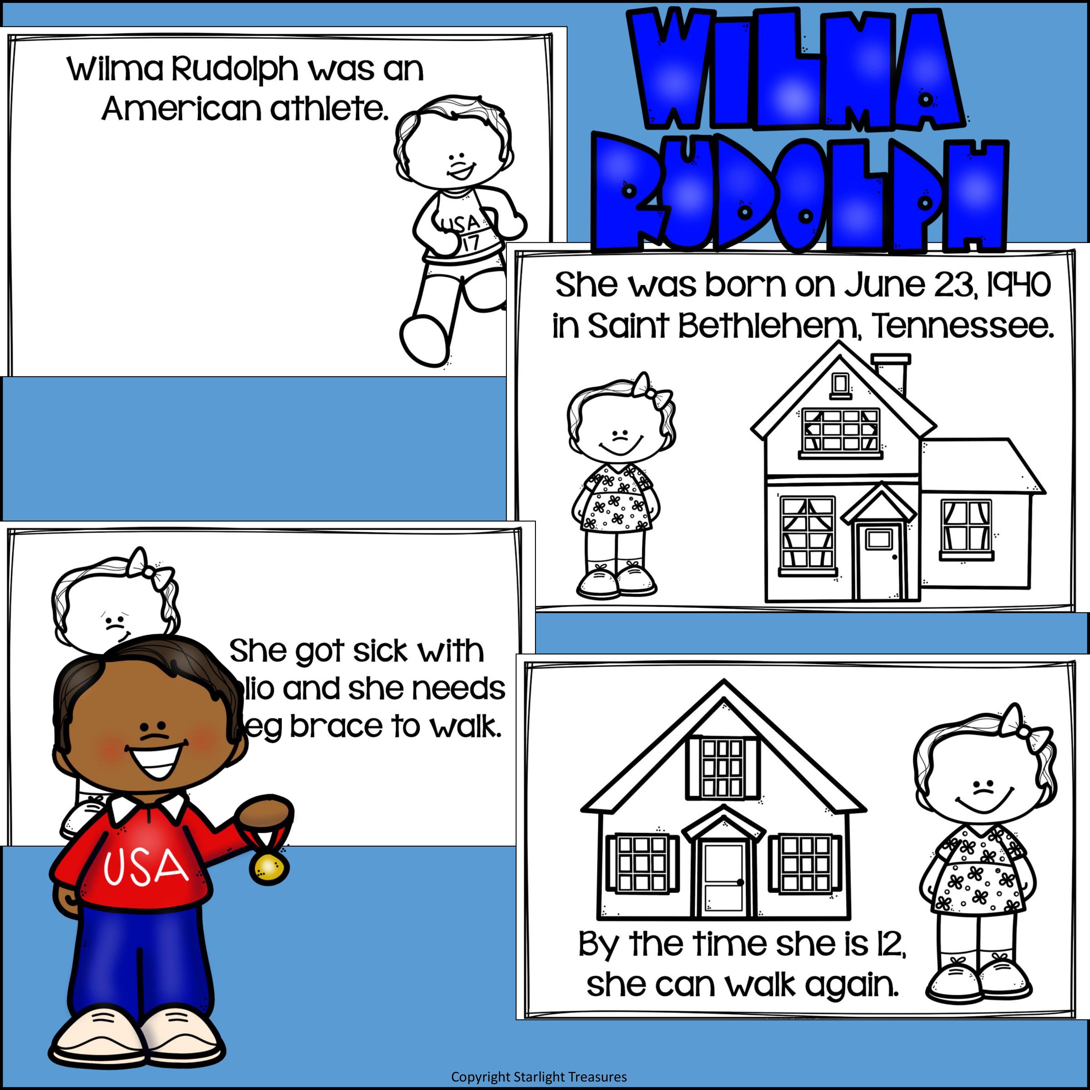 Wilma Rudolph Mini Book for Early Readers: Women's History Month