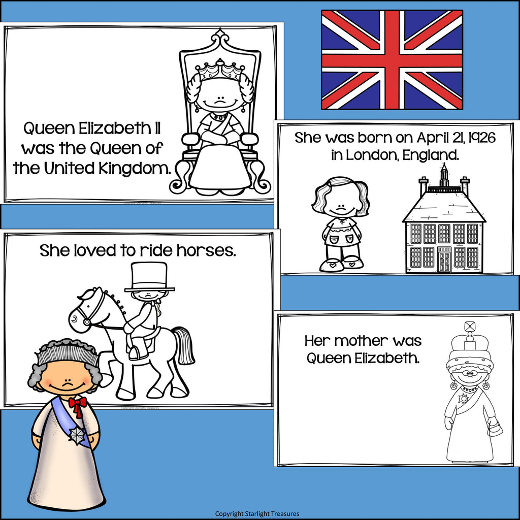 Queen Elizabeth II Mini Book for Early Readers: Women's History Month