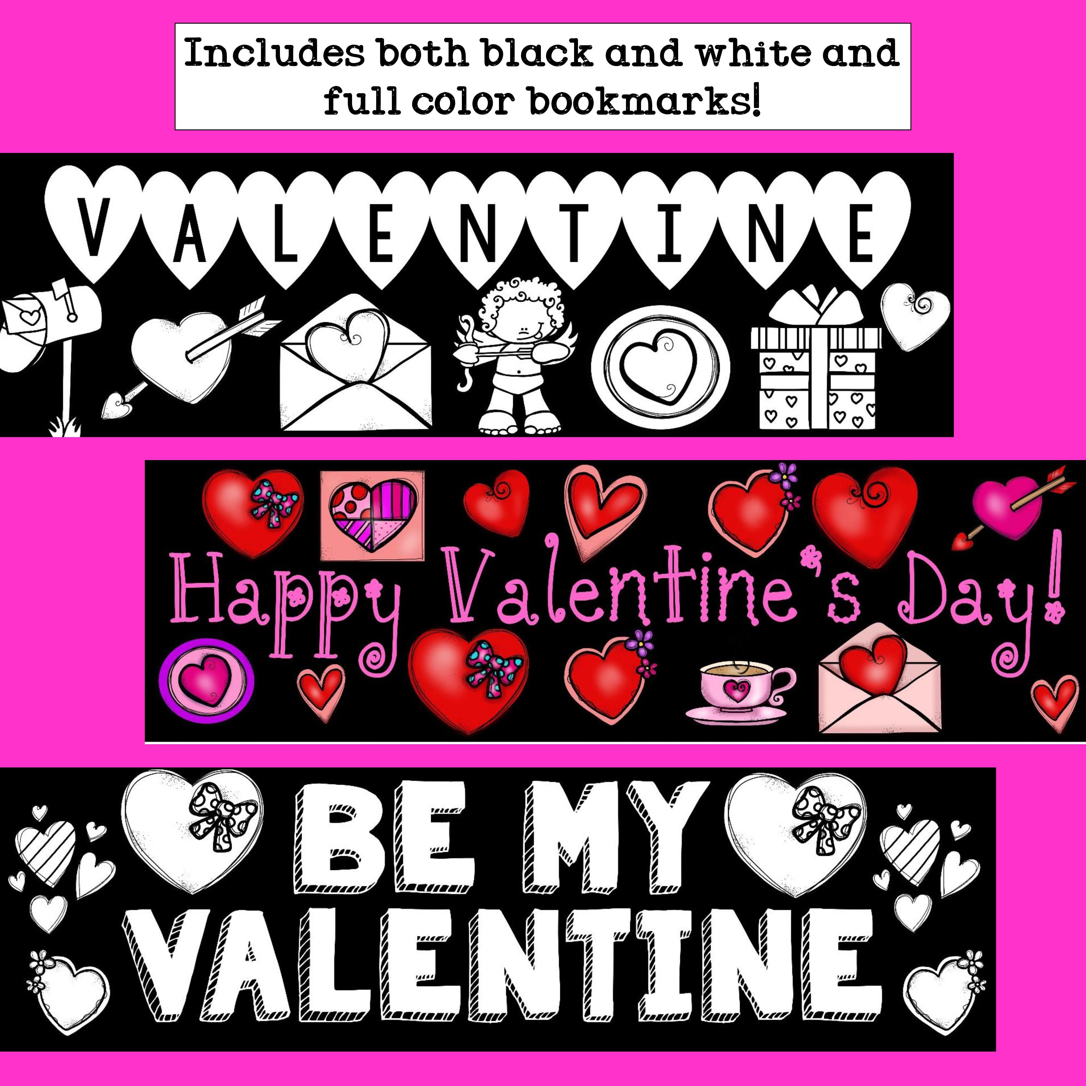 Valentine's Day Cut n' Color Bookmarks