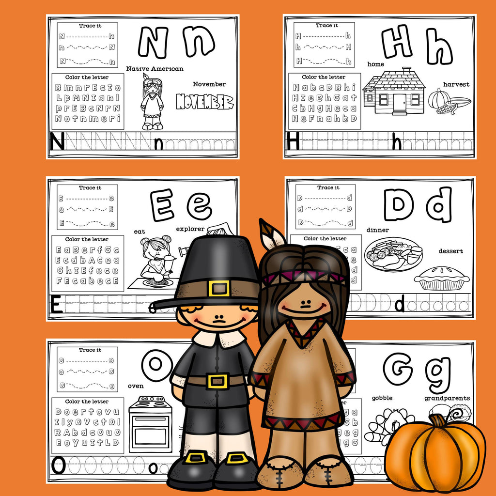 Worksheets A-Z Thanksgiving Theme