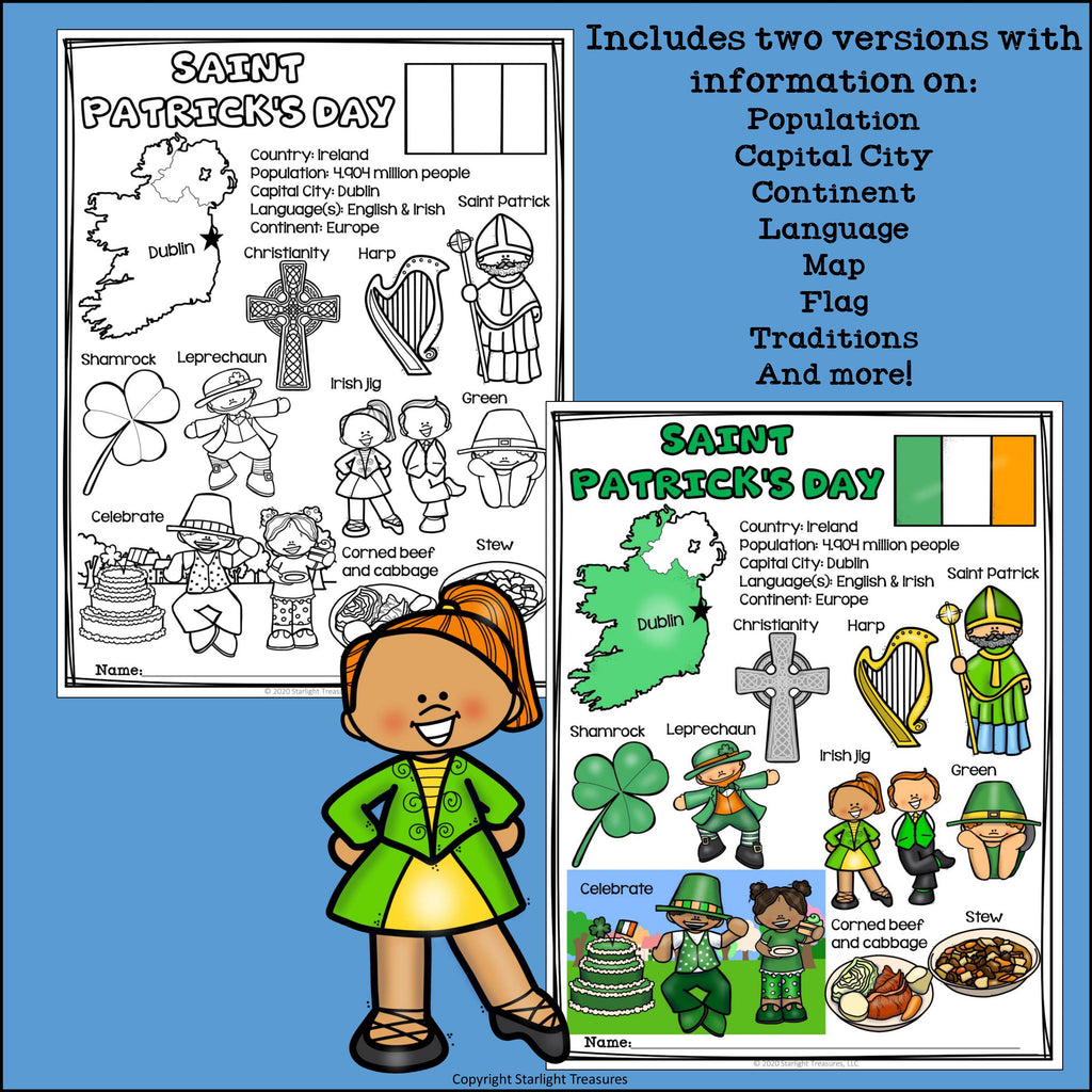 Saint Patrick's Day Fact Sheet for Early Readers
