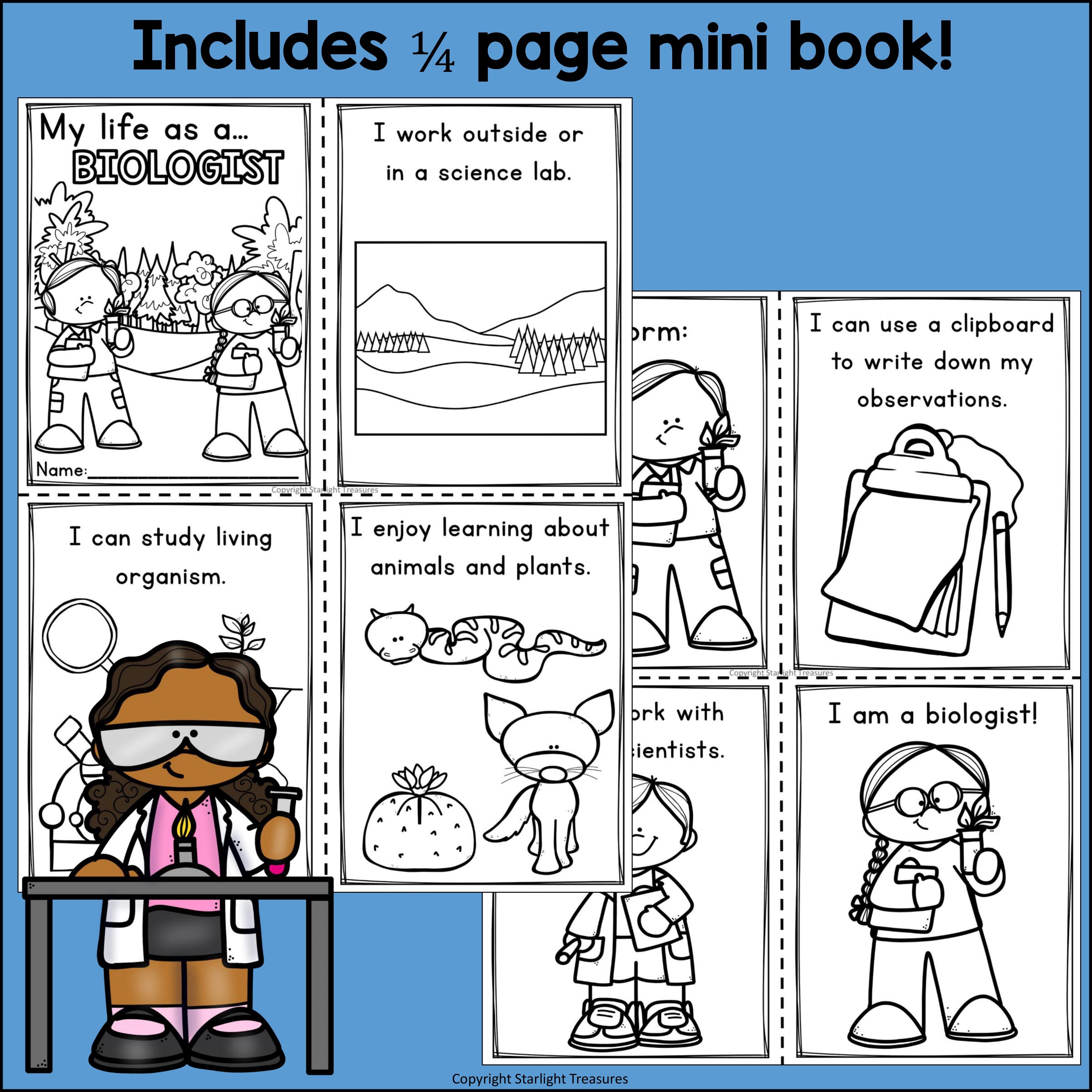 Biologist Mini Book for Early Readers - Types of Scientists