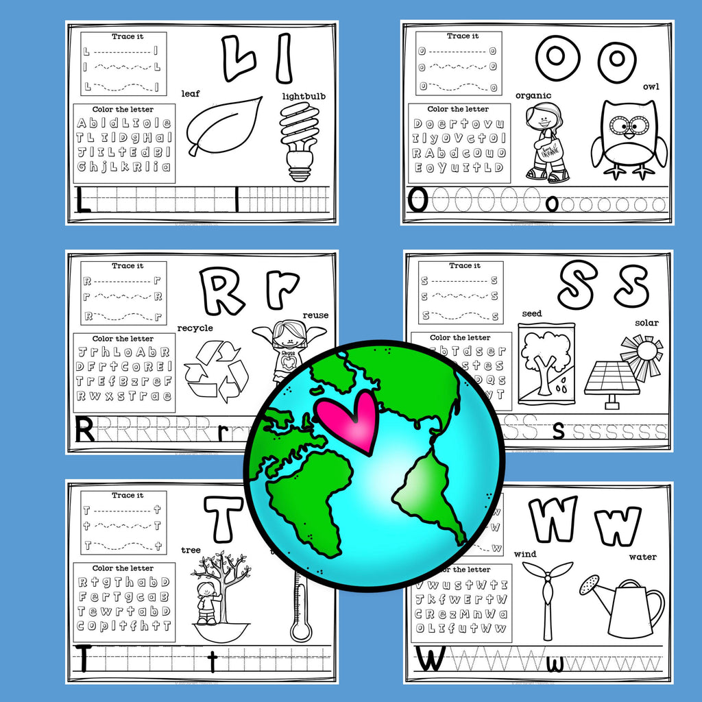 Alphabet Workbook: Worksheets A-Z Earth Day