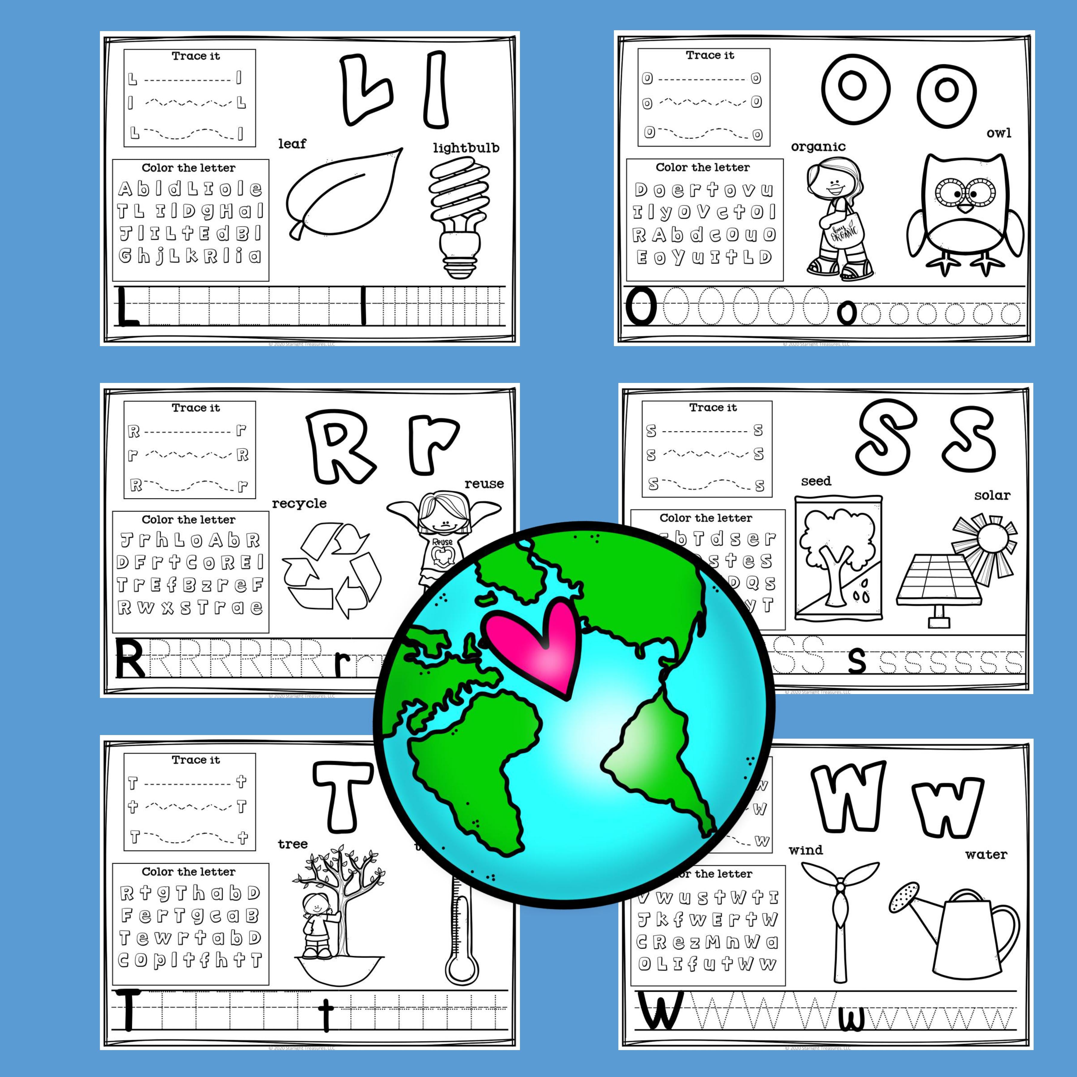 Alphabet Workbook: Worksheets A-Z Earth Day