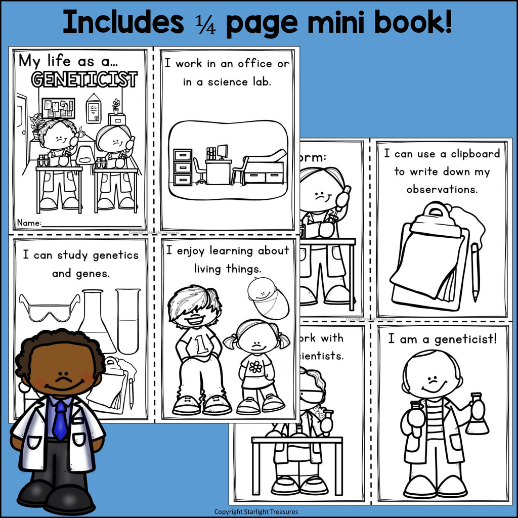 Geneticist Mini Book for Early Readers - Types of Scientists