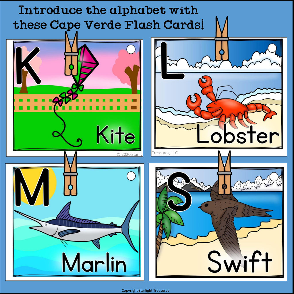 Alphabet Flash Cards for Early Readers - Country of Cape Verde