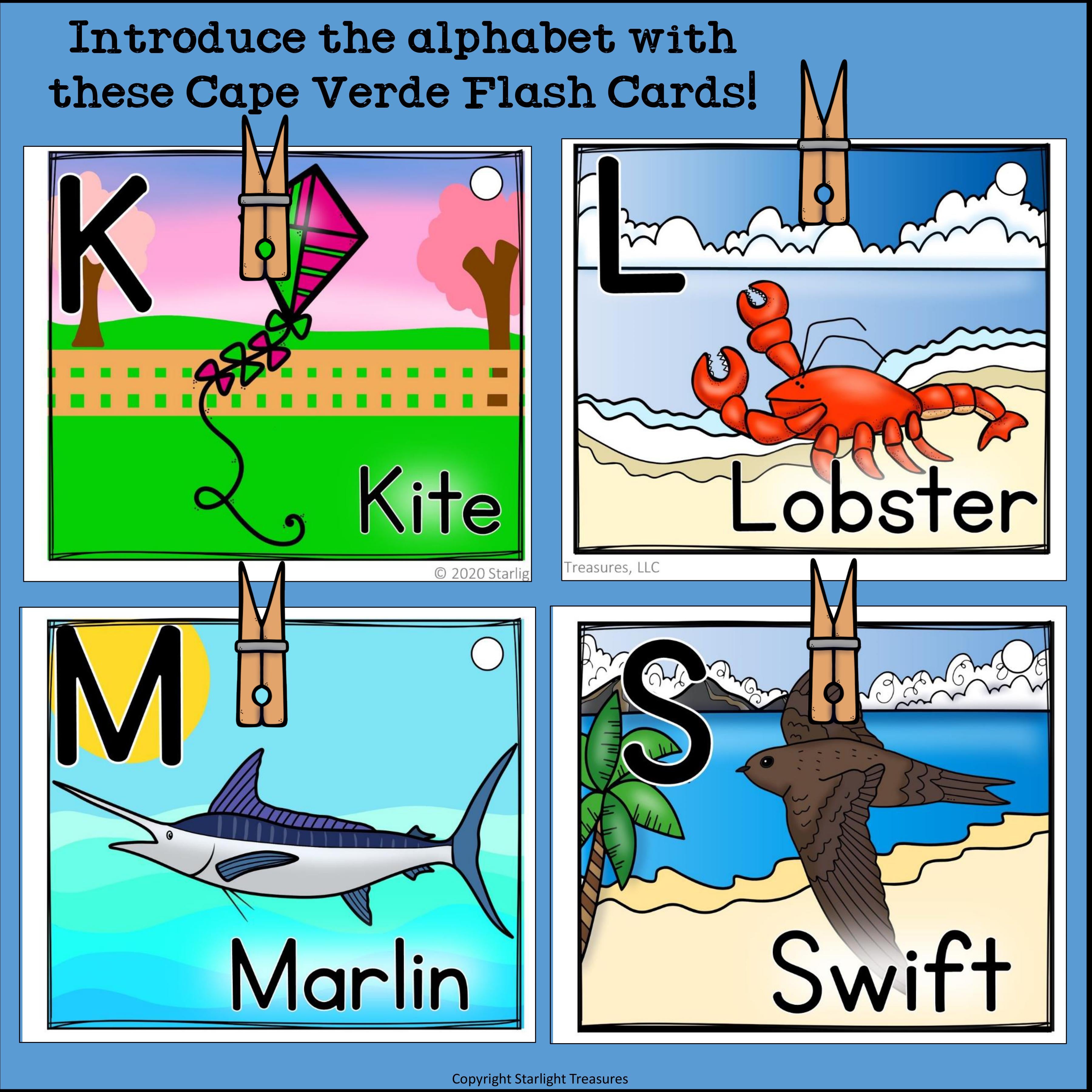 Alphabet Flash Cards for Early Readers - Country of Cape Verde