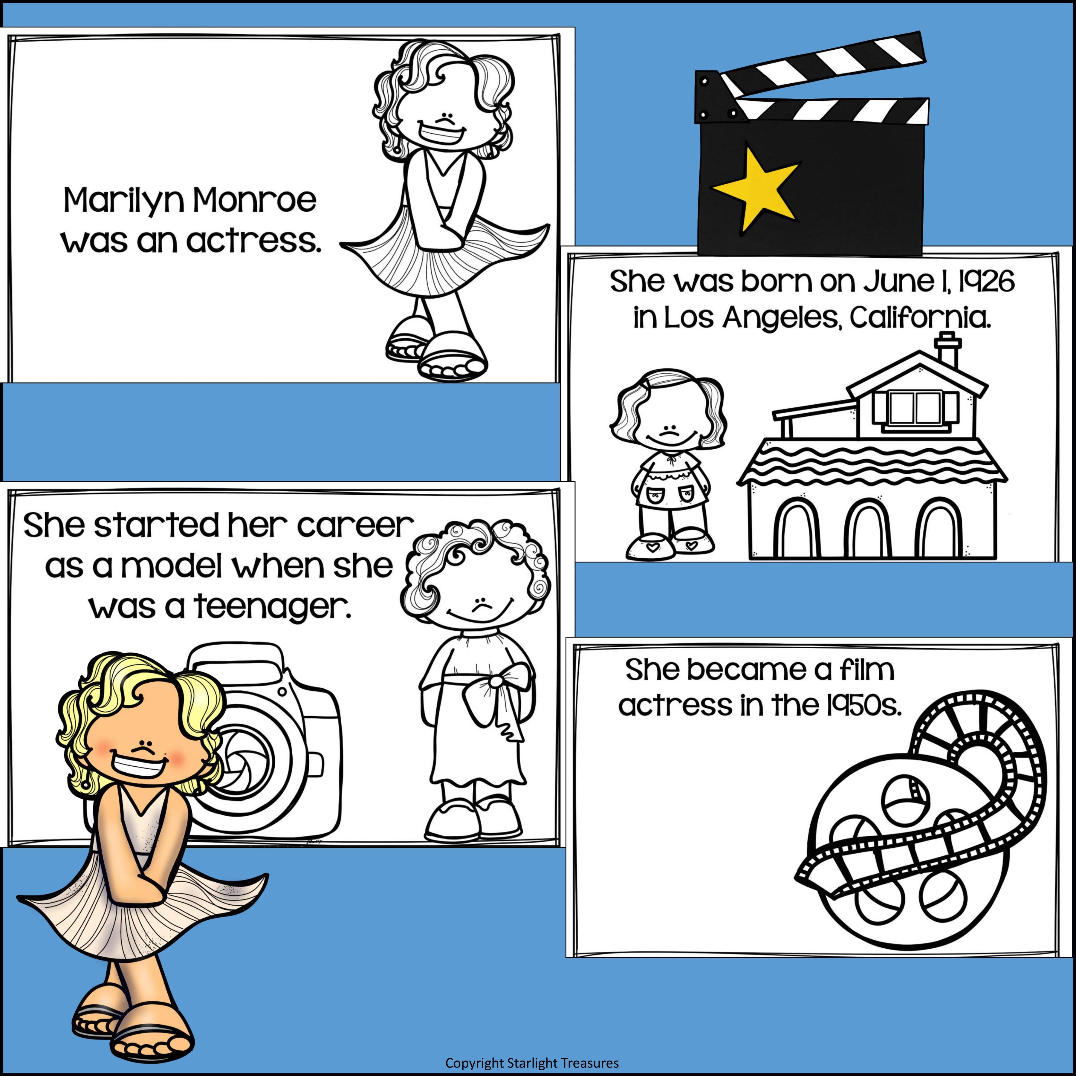 Marilyn Monroe Mini Book for Early Readers: Women's History Month