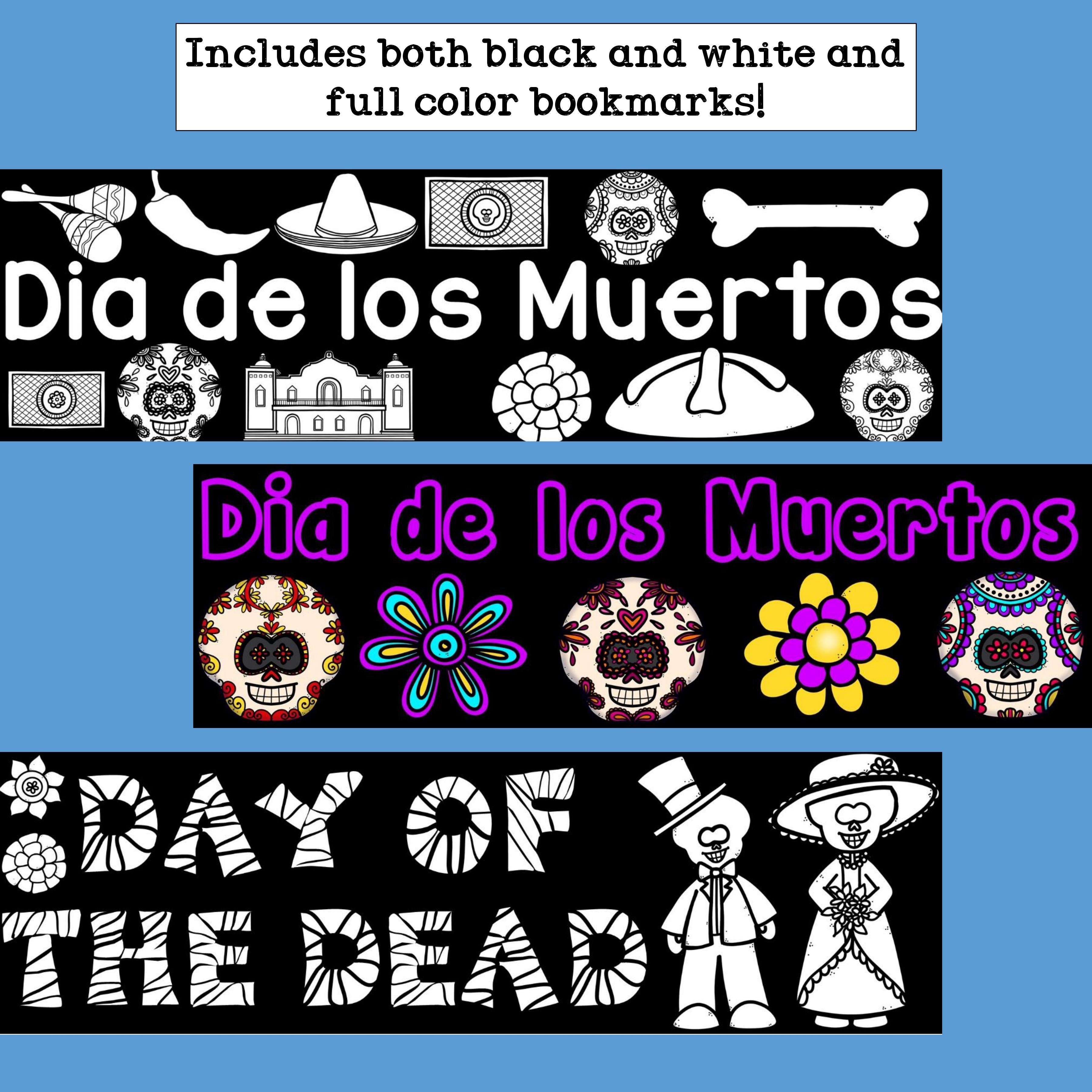 Day of the Dead Cut n' Color Bookmarks: Black and White AND Full Color
