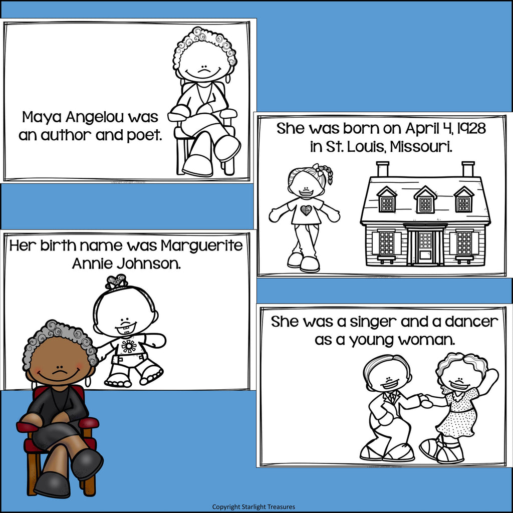 Maya Angelou Mini Book for Early Readers: Black History Month
