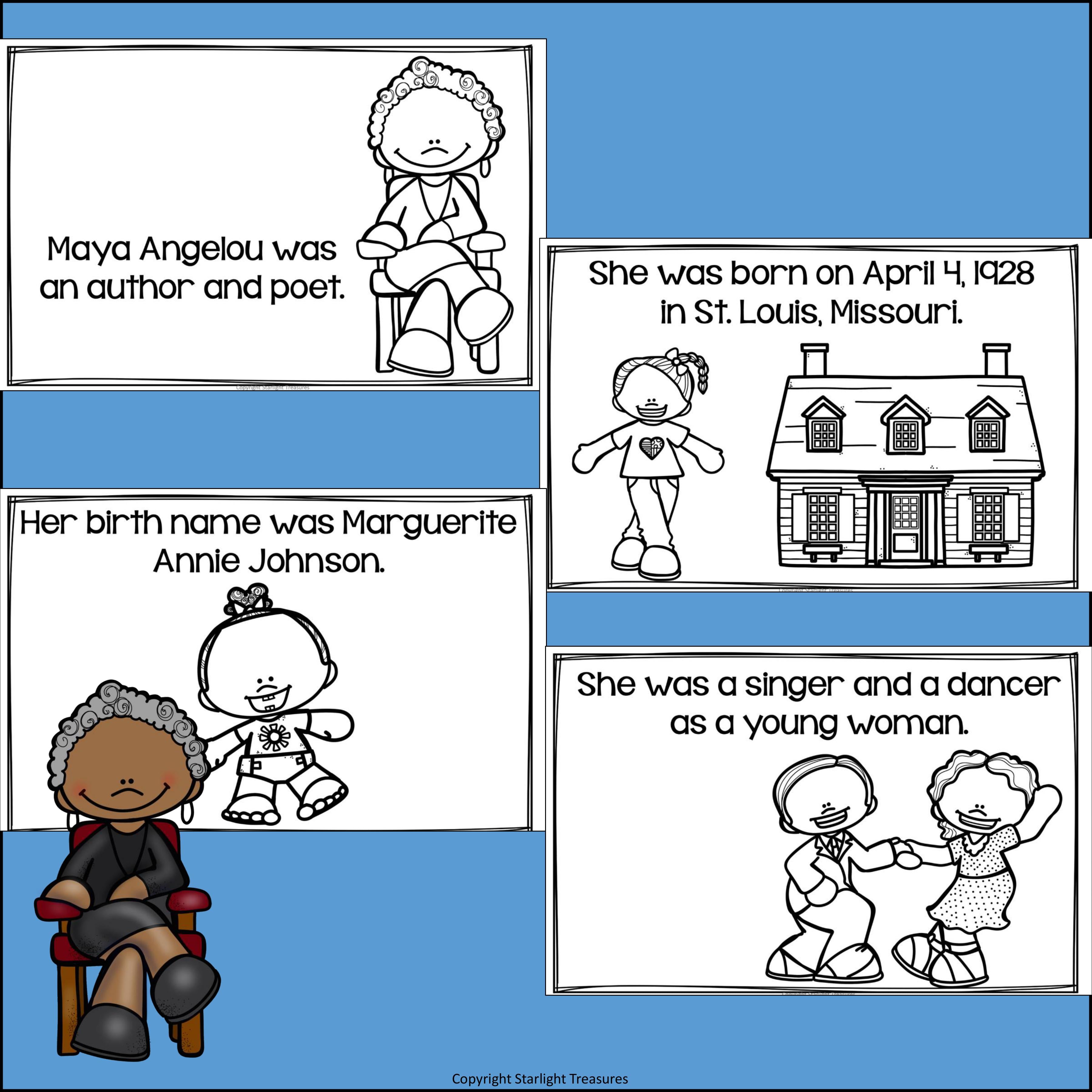 Maya Angelou Mini Book for Early Readers: Black History Month