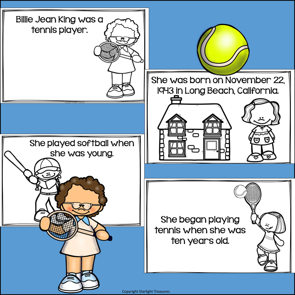 Billie Jean King Mini Book for Early Readers: Women's History Month